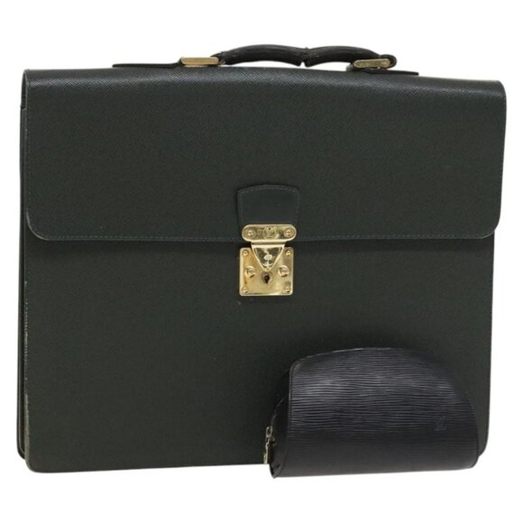 LOUIS VUITTON Taiga Epi Pouch Hand Bag 2Set Epicea Black LV Auth - Picture 1 of 14